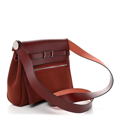 Hermes Military Toile Vache Hunter Herbag Zip Retourne 20 Rouge H 3 of 11