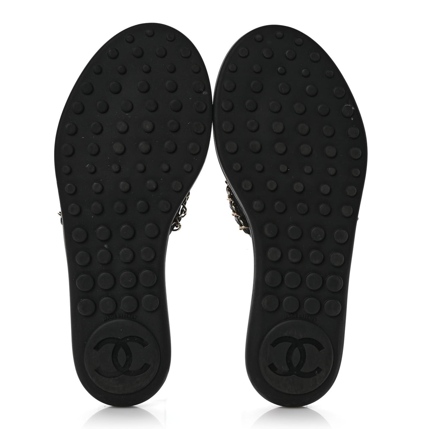 Lambskin CC Chain Thong Sandals 39 Black