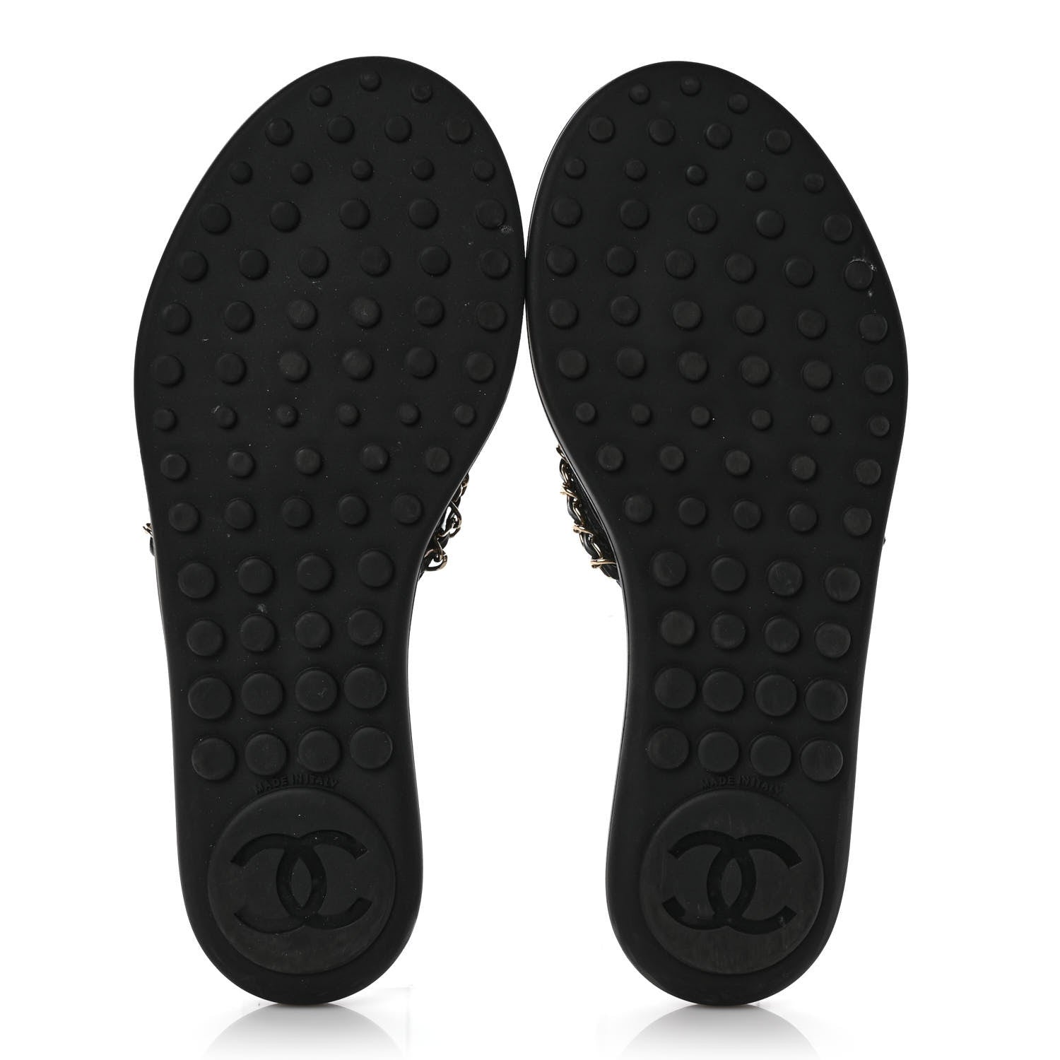 Chanel Lambskin CC Chain Thong Sandals 39 Black 5 of 9