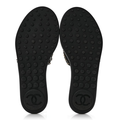 Chanel Lambskin CC Chain Thong Sandals 39 Black 5 of 9