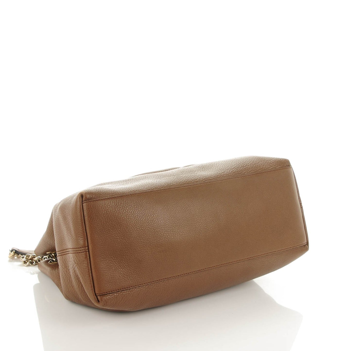 Pebbled Calfskin Medium Soho Chain Shoulder Bag Maple Brown