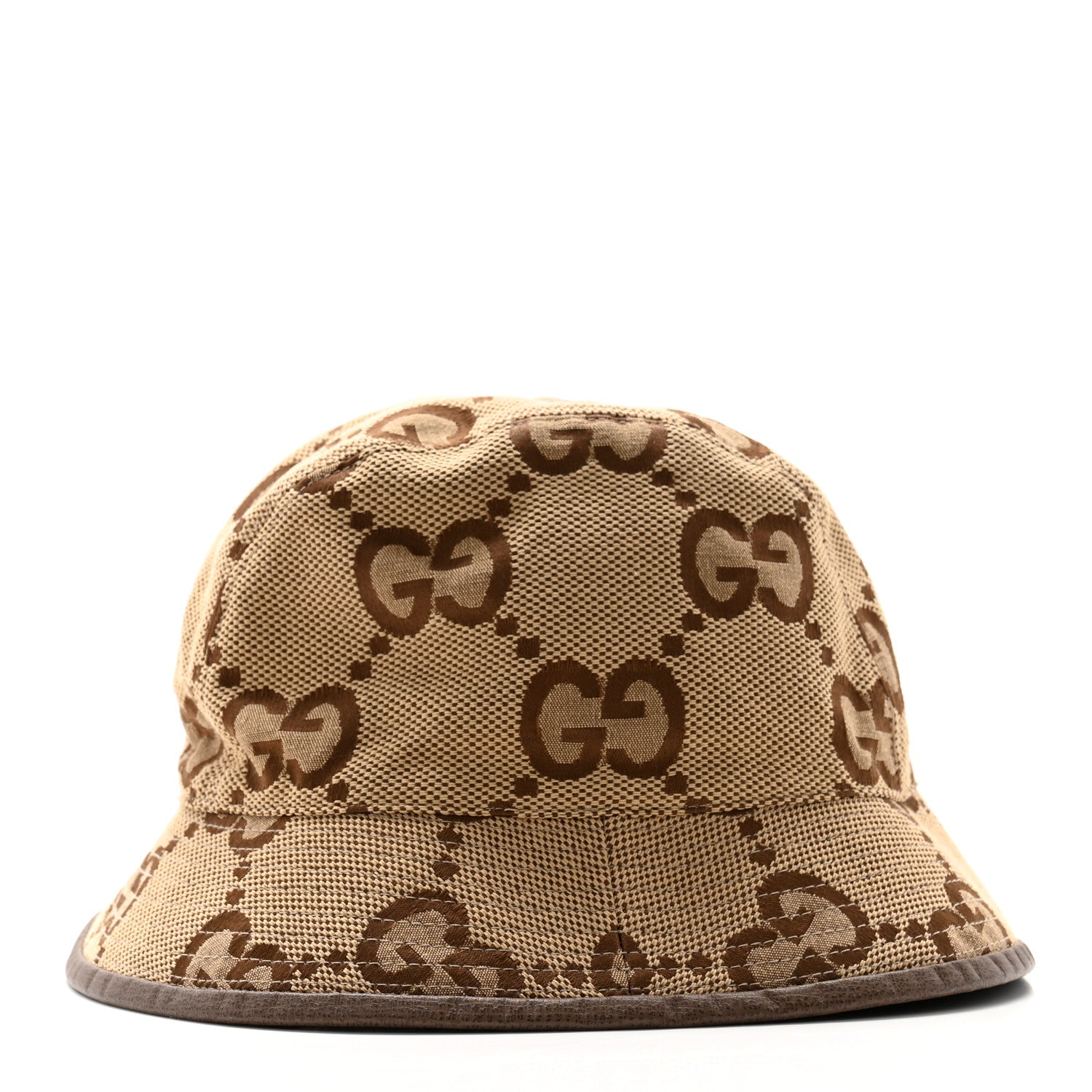 Gucci Monogram Jumbo GG Bucket Hat M Camel Ebony New Acero 5 of 9