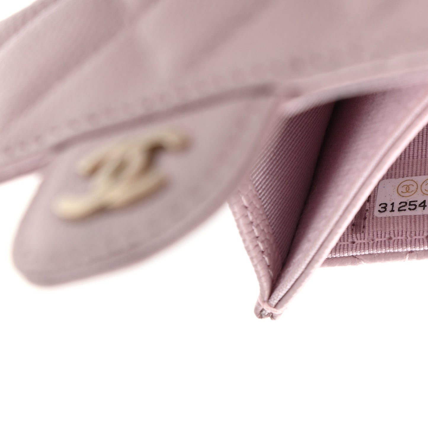 Caviar Quilted Flap Card Holder Wallet Light Pink