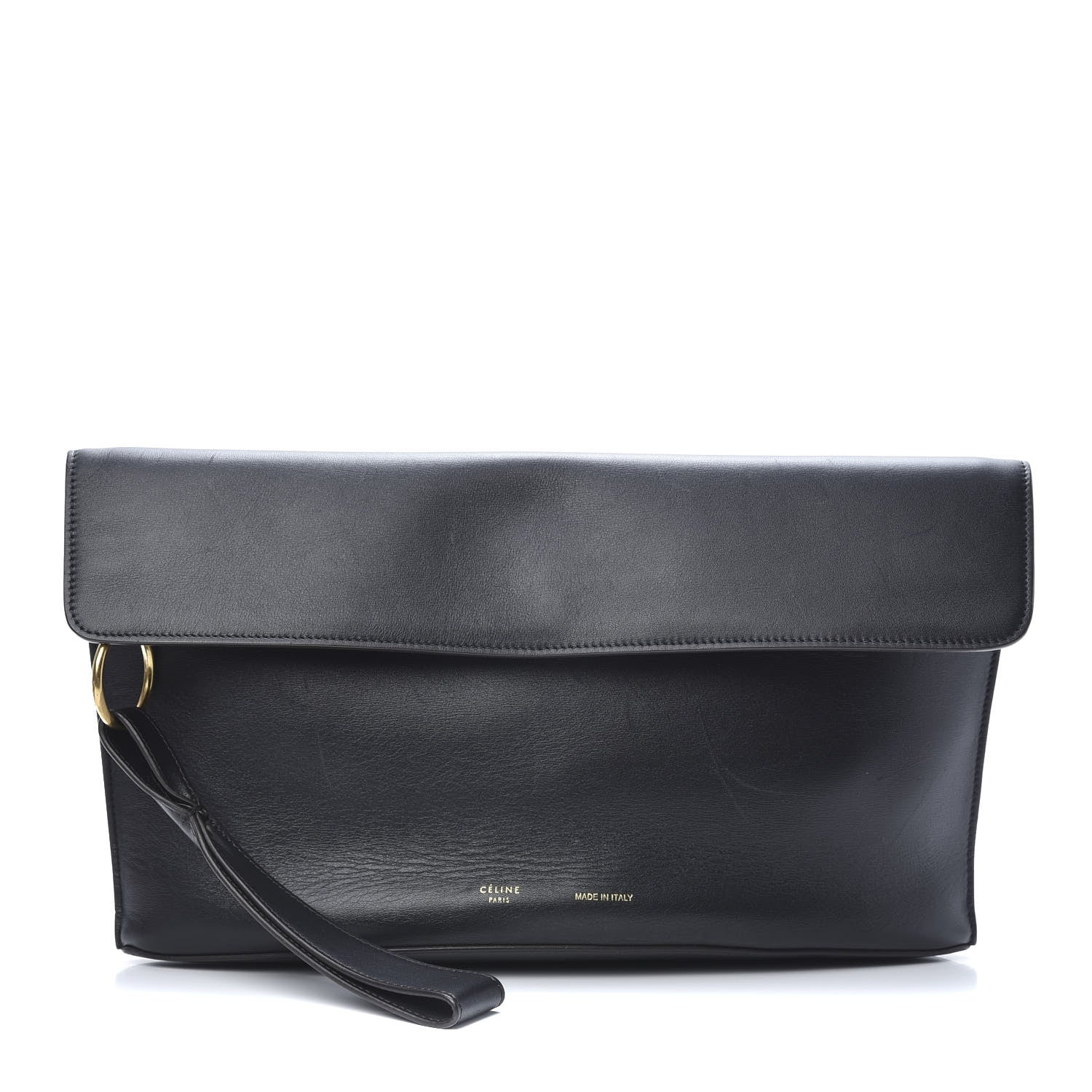 Celine Palmelato Calfskin Curved Evening Clutch Black 1 of 13