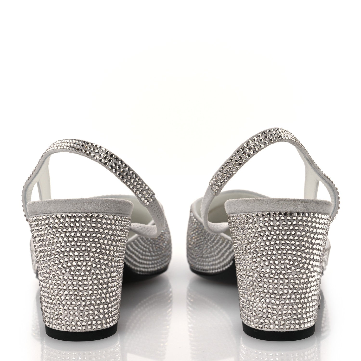 Chanel Strass Grosgrain Cap Toe CC Slingback Pumps 40.5 Silver Black 6 of 12