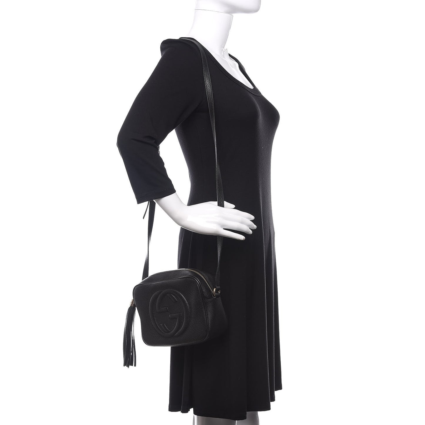 Pebbled Calfskin Small Soho Disco Bag Black
