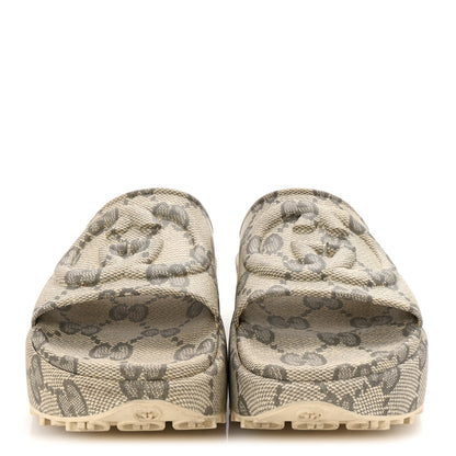 Gucci Cubic Rubber GG Monogram Womens Interlocking G Platform 42mm Slide Sandals 38 Beige Ebony 3 of 8