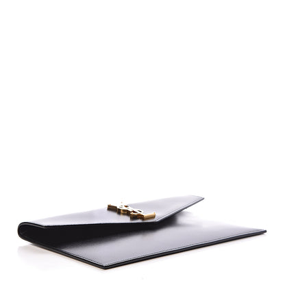Saint Laurent Smooth Shiny Calfskin Monogram Uptown Pouch Black 4 of 9