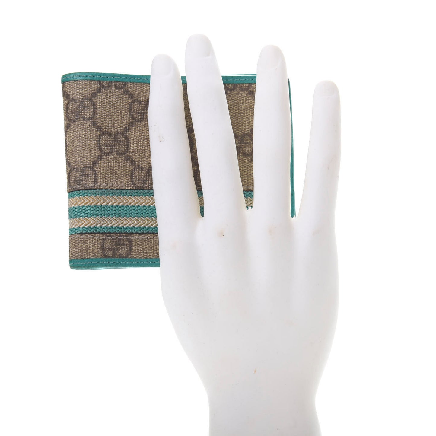 GG Plus Monogram Web Bi-Fold Wallet Blue Beige
