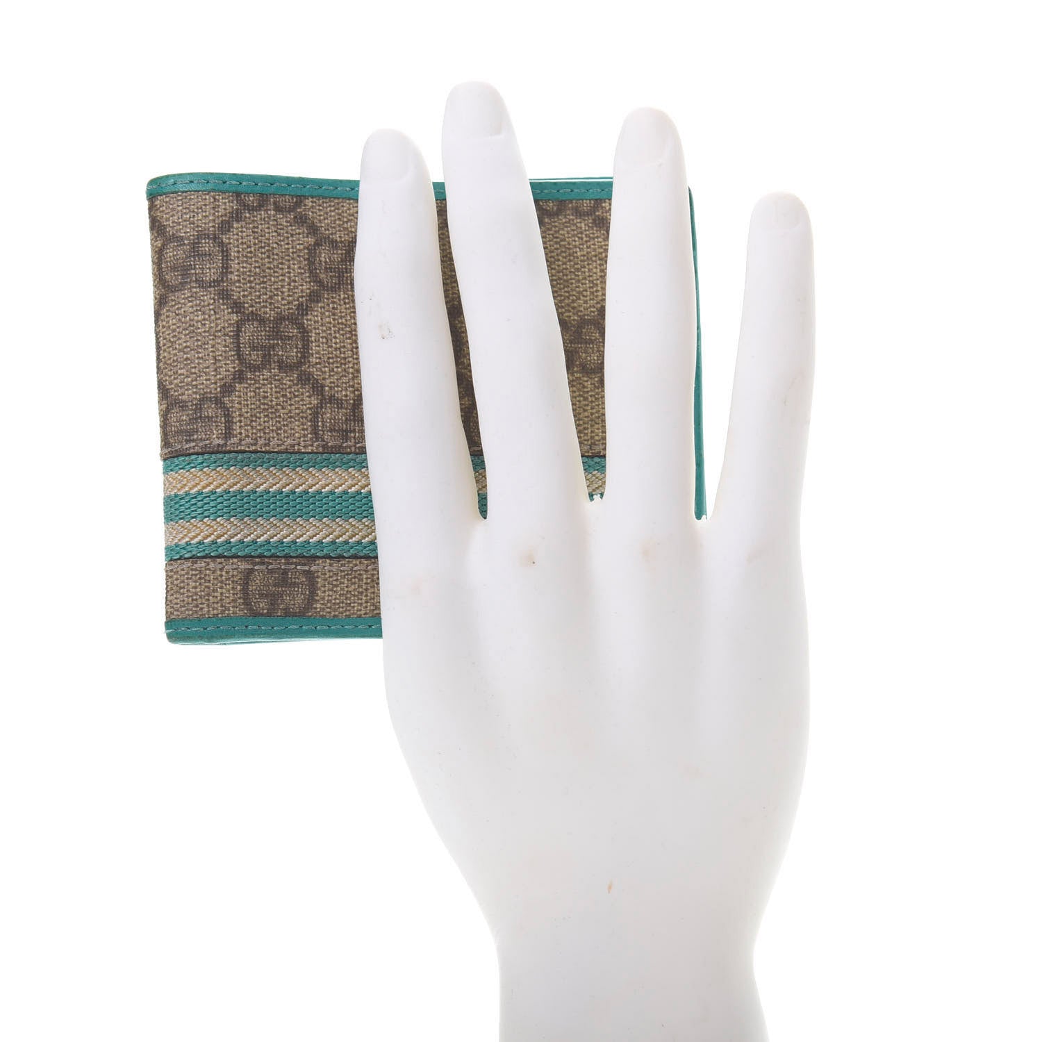 Gucci GG Plus Monogram Web Bi-Fold Wallet Blue Beige 2 of 12