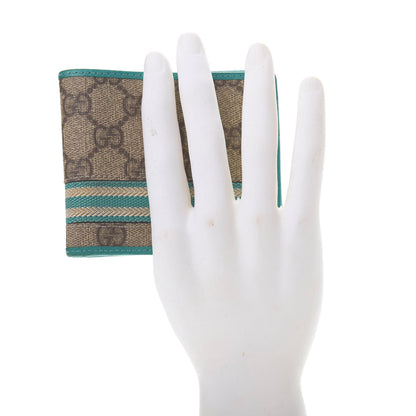 Gucci GG Plus Monogram Web Bi-Fold Wallet Blue Beige 2 of 12