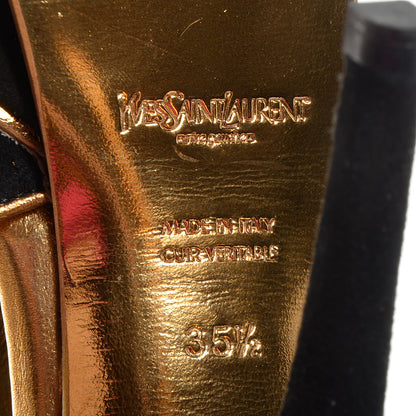 Saint Laurent Suede Tribute 105 Platform Sandals Black Gold 35.5 6 of 7