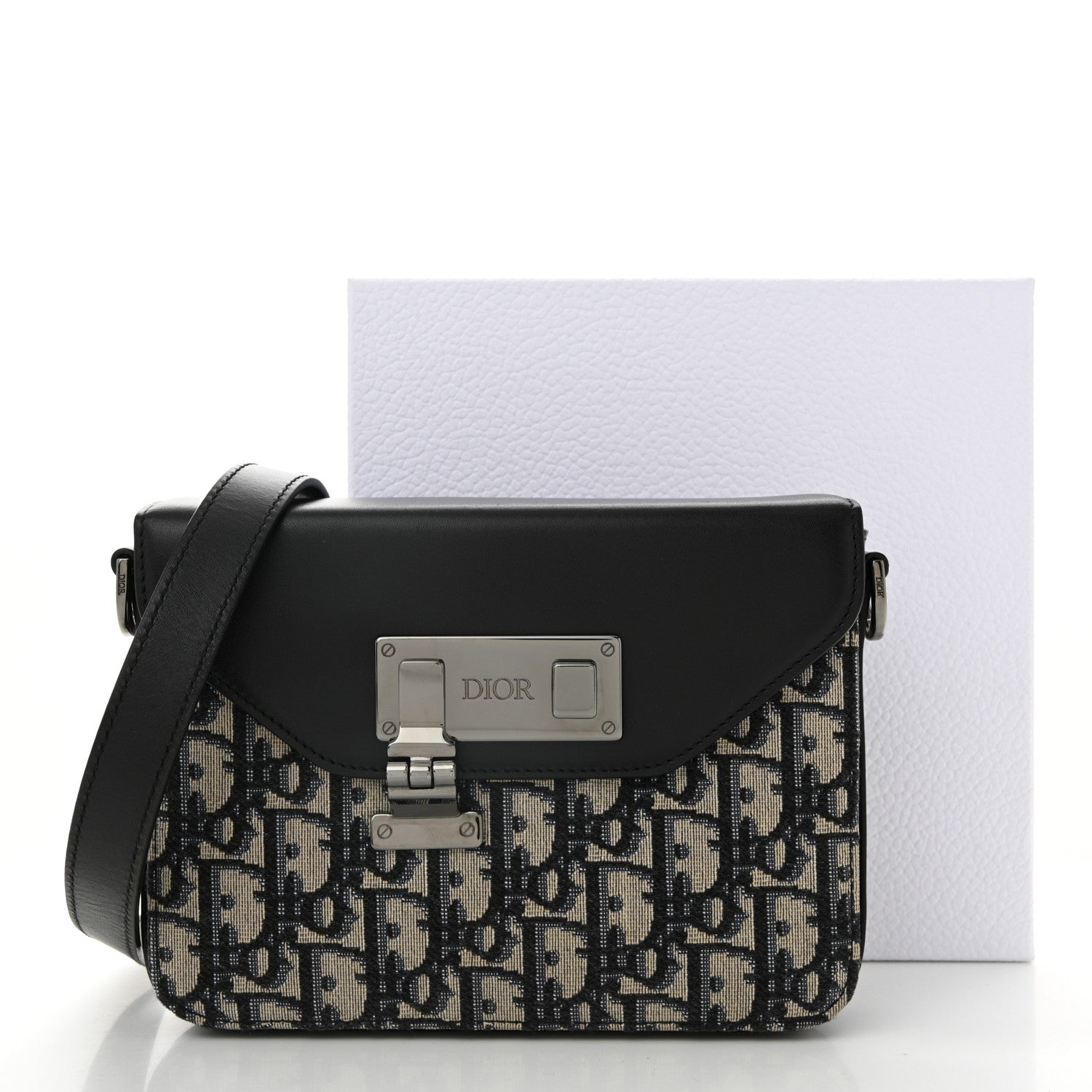 Christian Dior Oblique Smooth Calfskin Messenger Beige Black 11 of 11