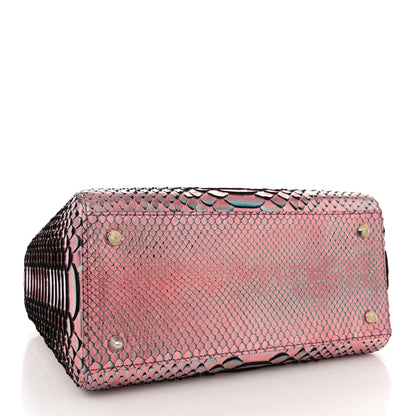 Christian Dior Metallic Snakeskin Medium Lady Dior Pink Blue 4 of 12