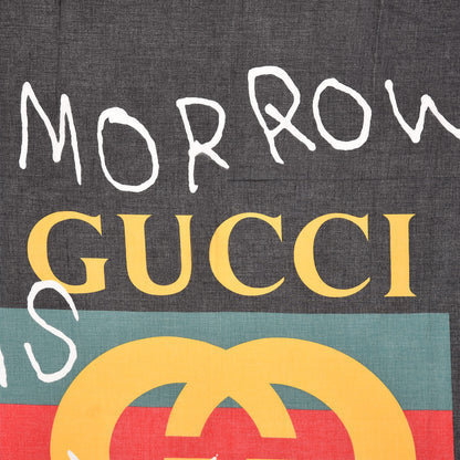 Gucci Modal Silk Coco Capitan Logo Square Scarf Black 3 of 5