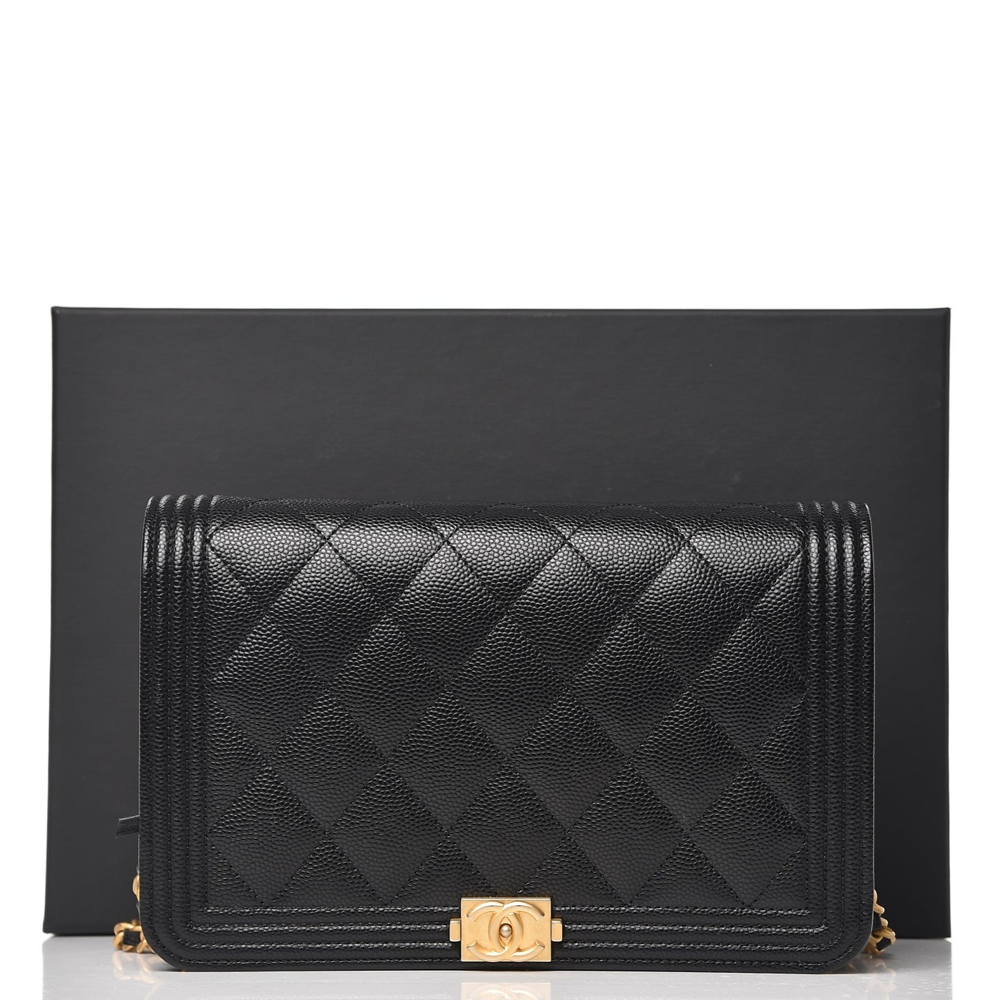 Caviar Quilted Boy Wallet On Chain WOC Black