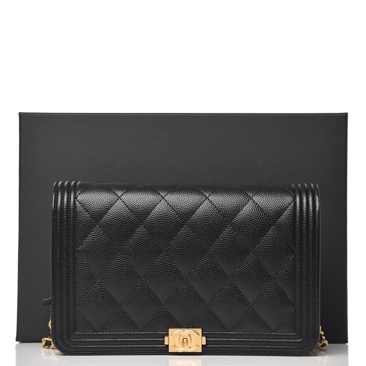 Chanel Caviar Quilted Boy Wallet On Chain WOC Black 9 of 9