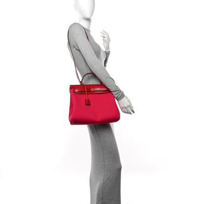 Hermes Toile Militaire Vache Hunter Laque Herbag Zip Retourne 31 PM Rose Mexico Rouge Piment 2 of 12