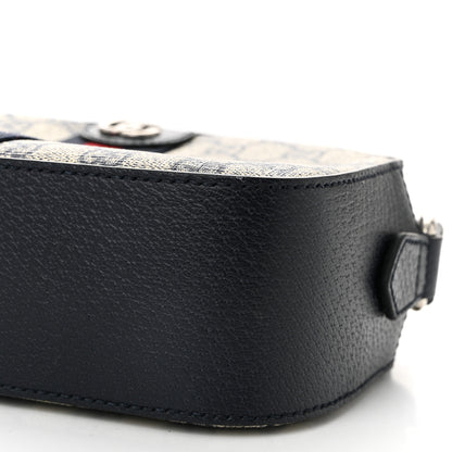 Gucci GG Supreme Monogram Textured Dollar Calfskin Web Small Ophidia Camera Bag Beige Blue 10 of 10