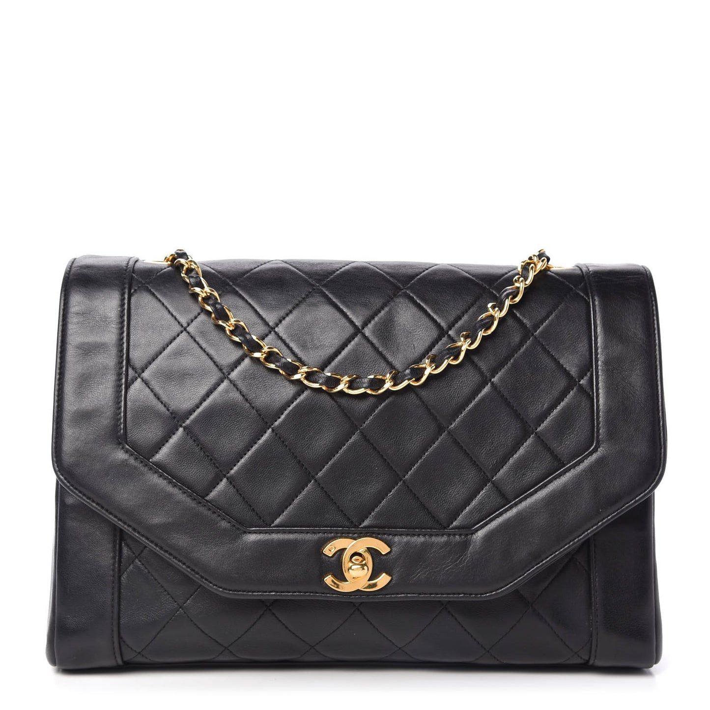 Lambskin Quilted Medium Single Flap Black