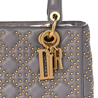 Christian Dior Calfskin Cannage Studded Medium Supple Lady Dior Grey 8 of 12