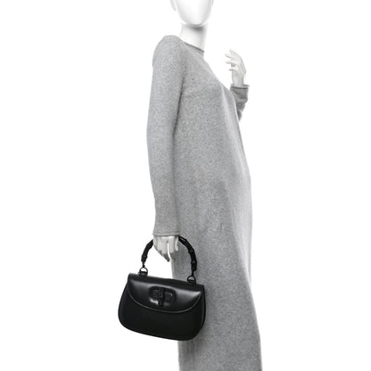 Gucci Boarded Dyana Lux Calfskin Web Monochrome Medium Bamboo 1947 Top Handle Bag Black 2 of 10