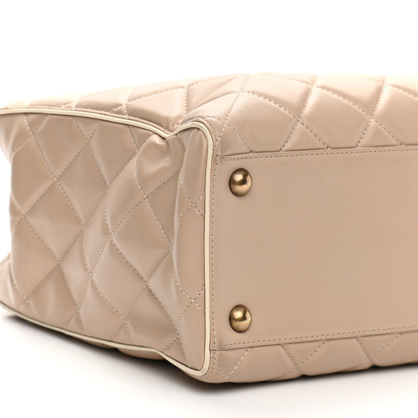 Calfskin Quilted Tote Beige