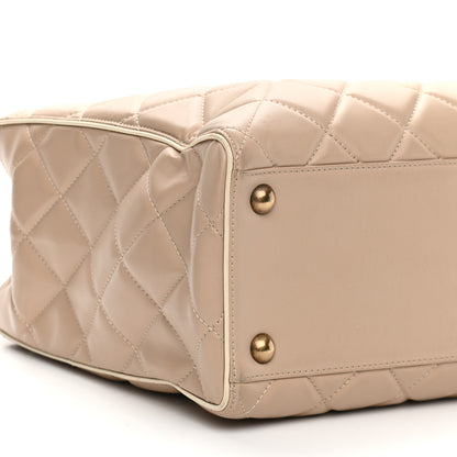 Chanel Calfskin Quilted Tote Beige 9 of 12