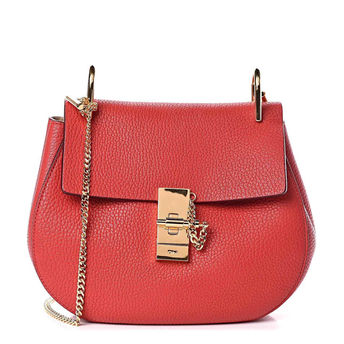 Grained Lambskin Drew Shoulder Bag Plaid Red
