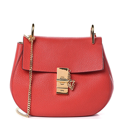 Chloe Grained Lambskin Drew Shoulder Bag Plaid Red 1 of 10