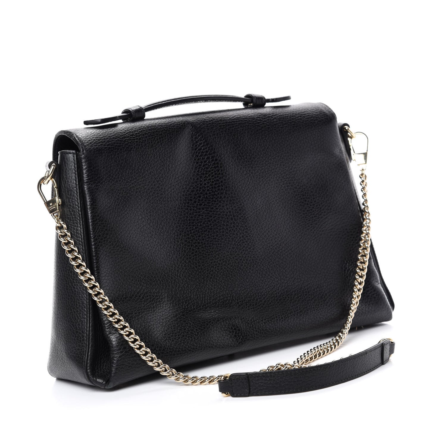 Dollar Calfskin Medium Interlocking G Top Handle Shoulder Bag Black