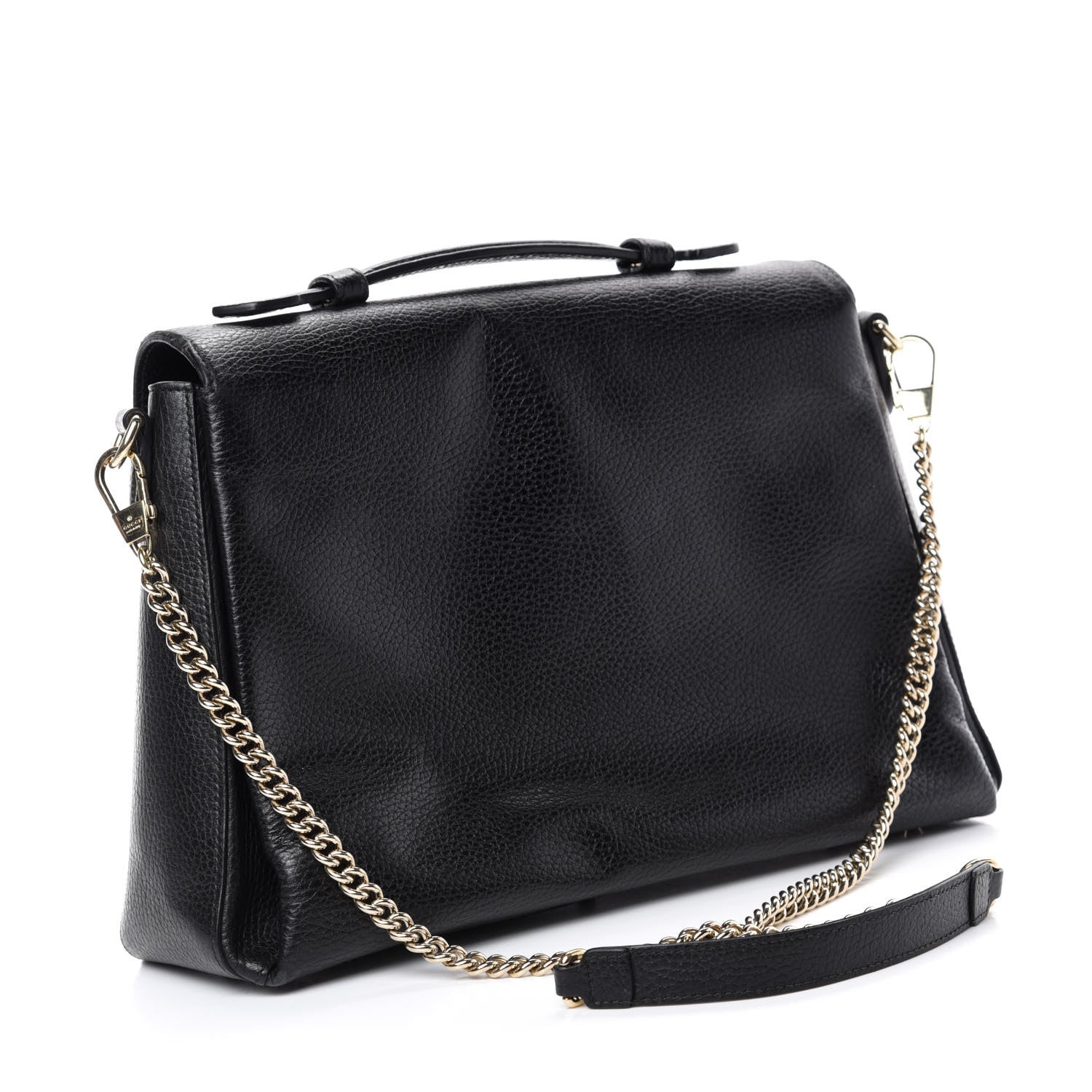 Gucci Dollar Calfskin Medium Interlocking G Top Handle Shoulder Bag Black 3 of 10