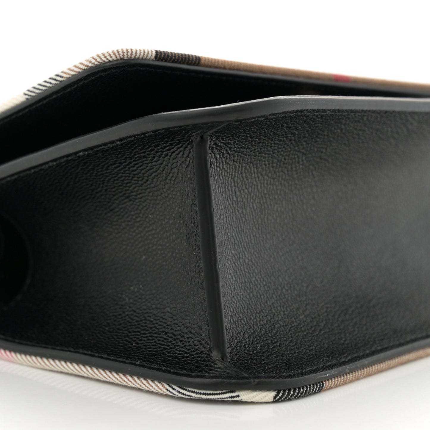 Grained Calfskin House Check Small Madison Shoulder Bag Black