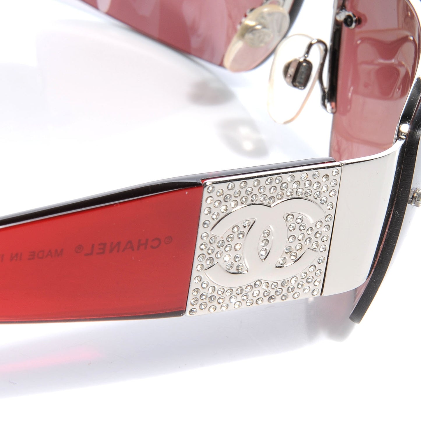 Crystal CC Logo Sunglasses 4117 B Red