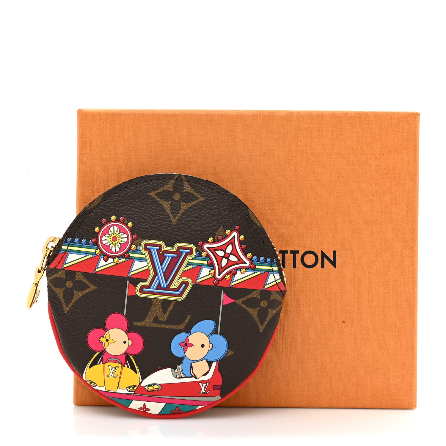 Louis Vuitton Monogram 2020 Christmas Animation Bumper Cars Round Coin Purse Coquelicot 8 of 8