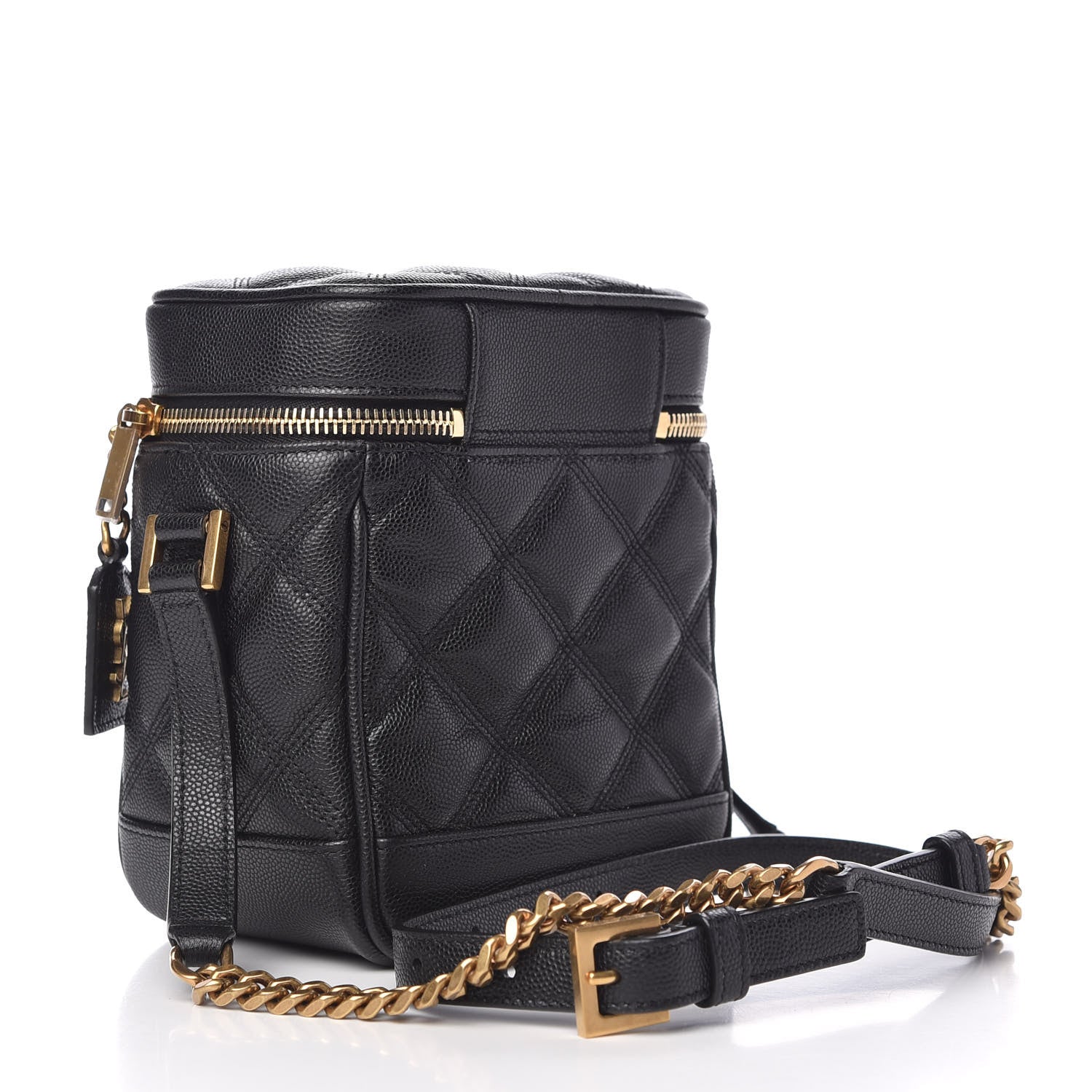 Saint Laurent Grain de Poudre Quilted 80's Vanity Bag Black 3 of 9