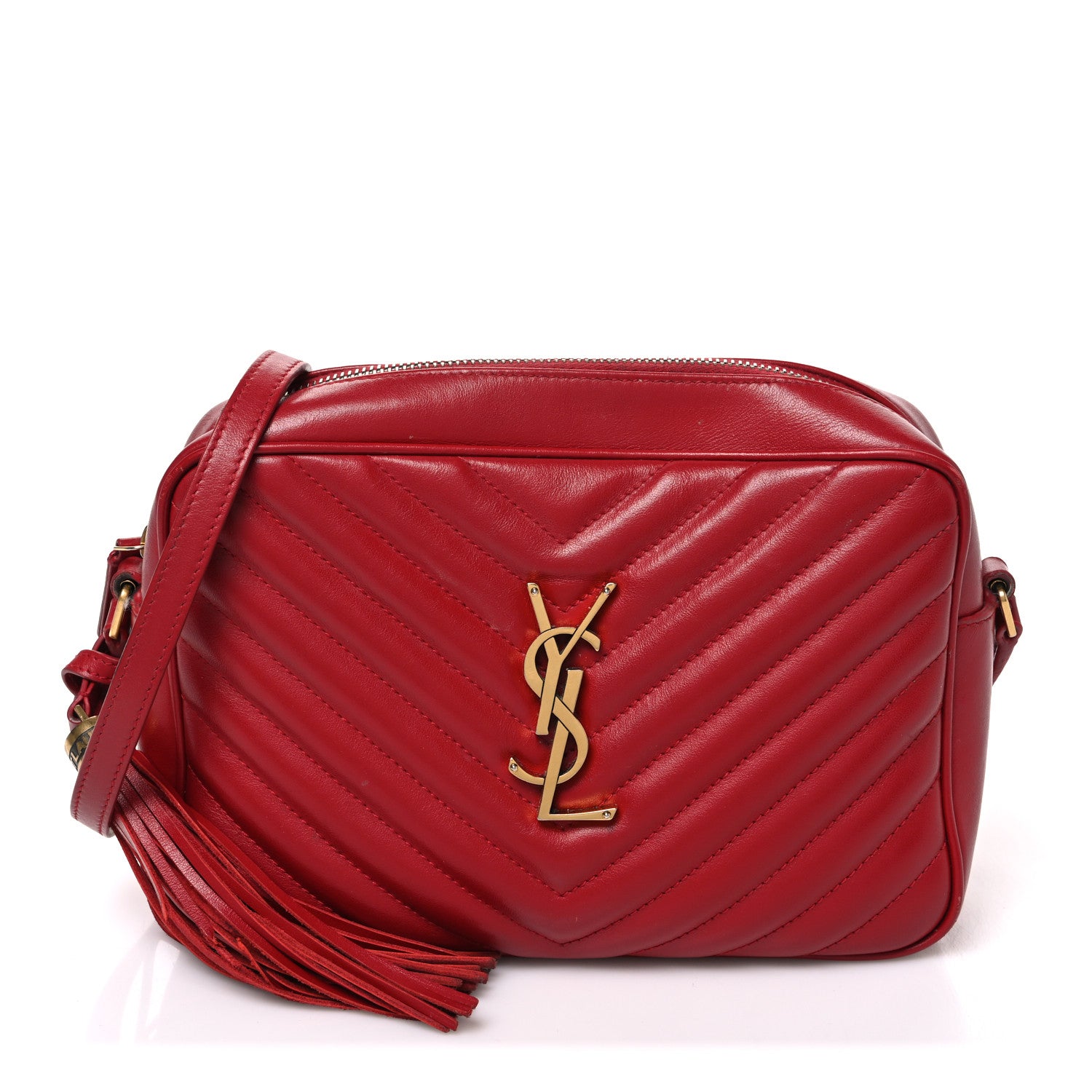 Saint Laurent Calfskin Matelasse Monogram Lou Camera Bag Red 1 of 11