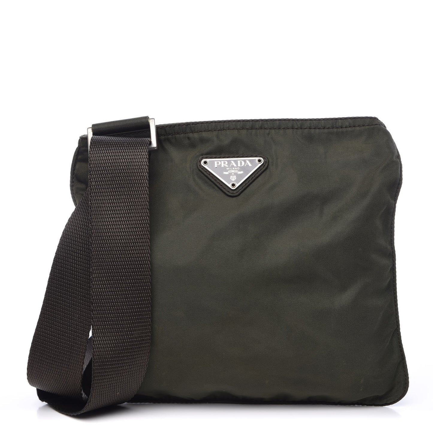 Tessuto Nylon Small Flat Messenger Bag Mimetico