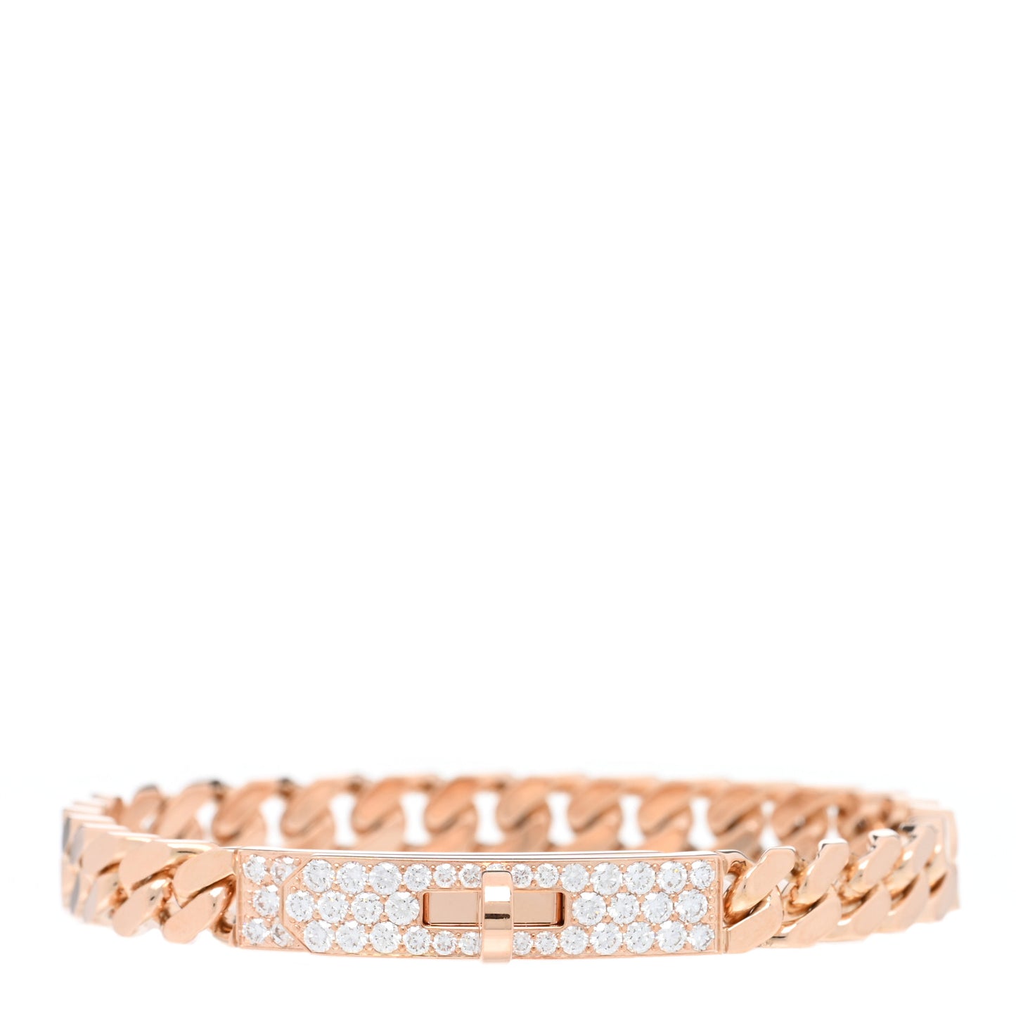 18K Rose Gold Diamond PM Kelly Gourmette Bracelet