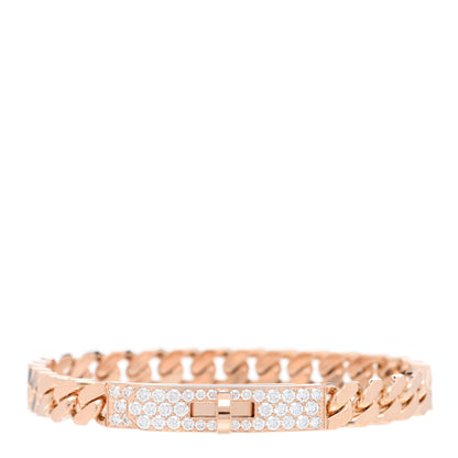 Hermes 18K Rose Gold Diamond PM Kelly Gourmette Bracelet 1 of 4