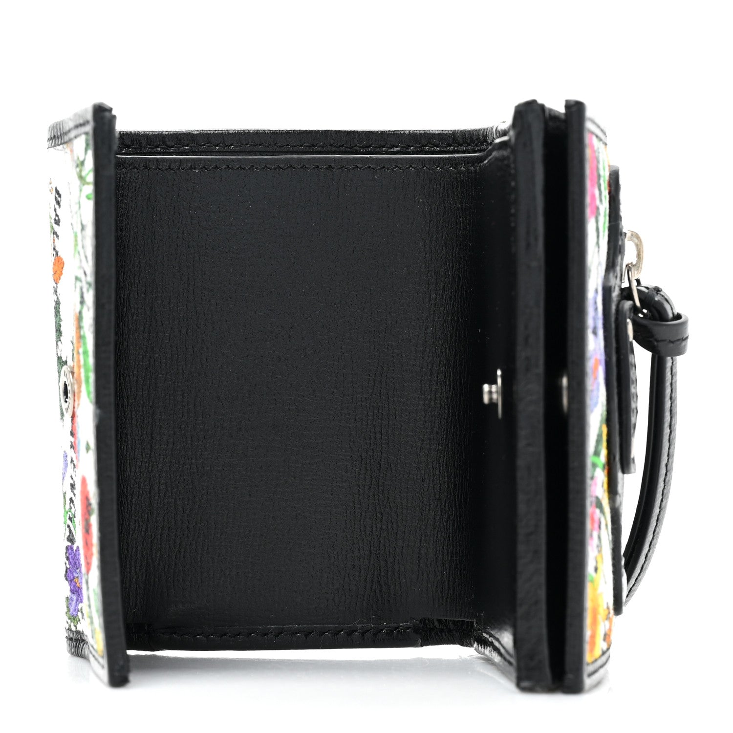 Balenciaga X GUCCI Canvas Azalea Calfskin Flora Logo Print Neo Classic Wallet White Multicolor Black 5 of 12