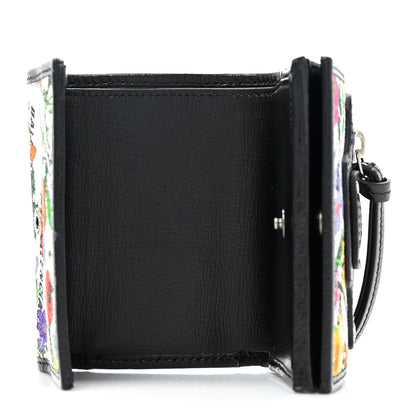 Balenciaga X GUCCI Canvas Azalea Calfskin Flora Logo Print Neo Classic Wallet White Multicolor Black 5 of 12