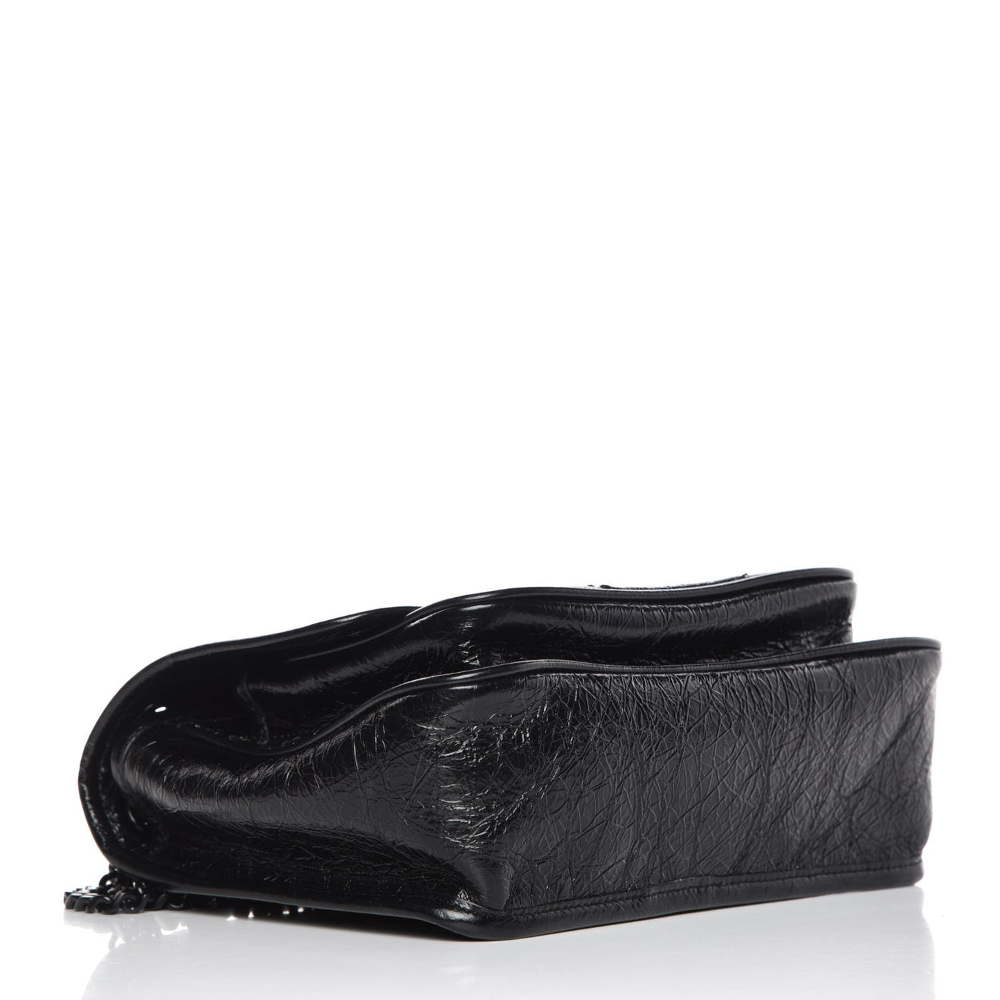 Crinkled Calfskin Matelasse Monogram Baby Niki Chain Satchel Black