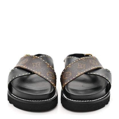 Louis Vuitton Monogram Paseo Flat Comfort Sandals 36 Black 2 of 10