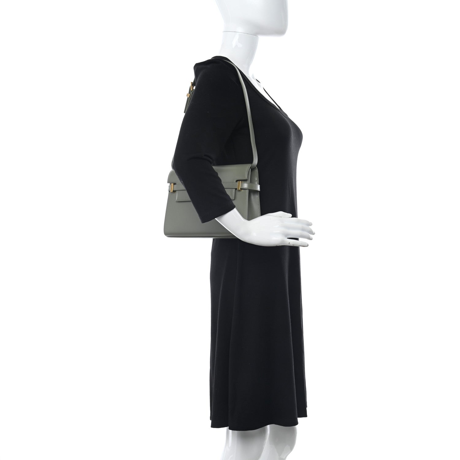 Saint Laurent Smooth Calfskin Small Manhattan Shoulder Bag Light Green 2 of 9