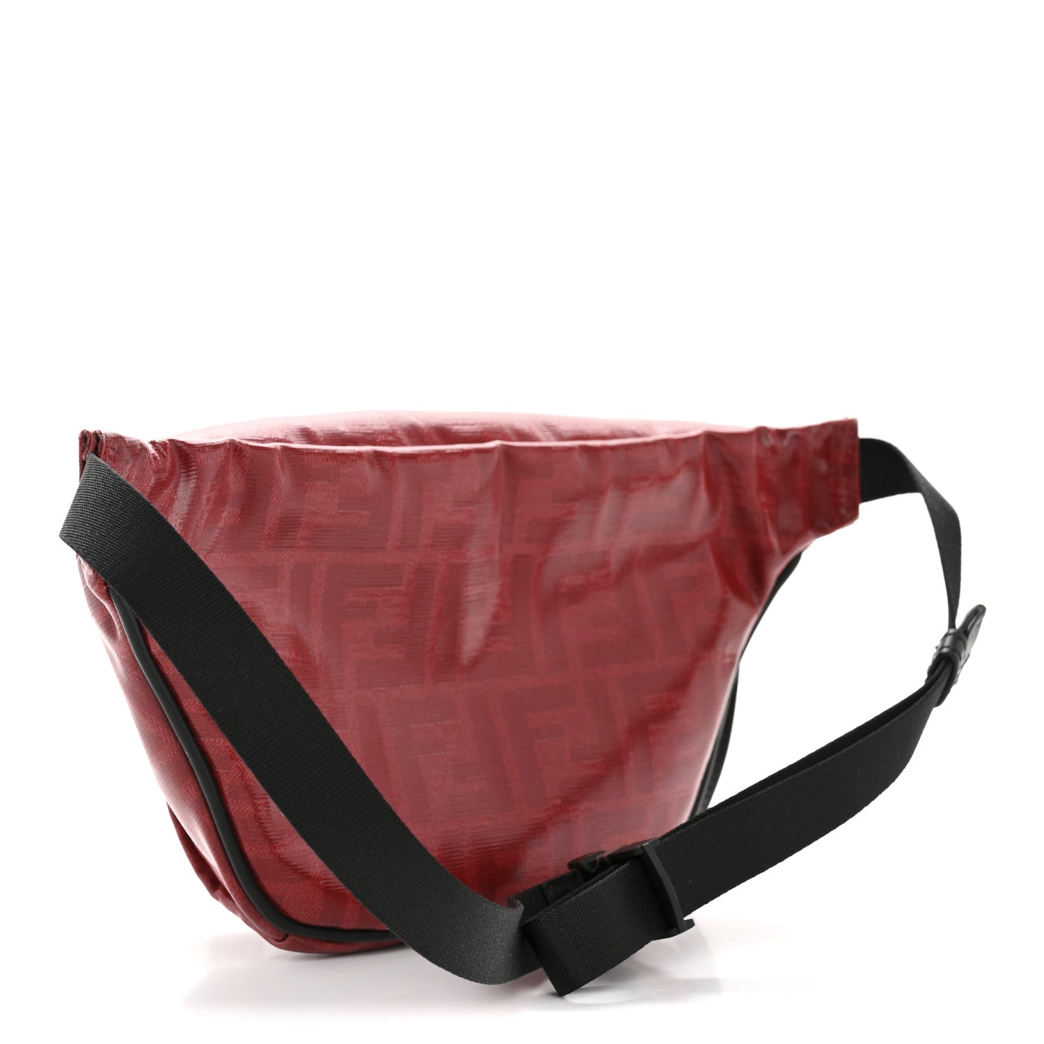 Fendi Glazed Fabric Vitello Century FF 1974 Stamp Patch Pocket Belt Bag Rosso 3 of 13