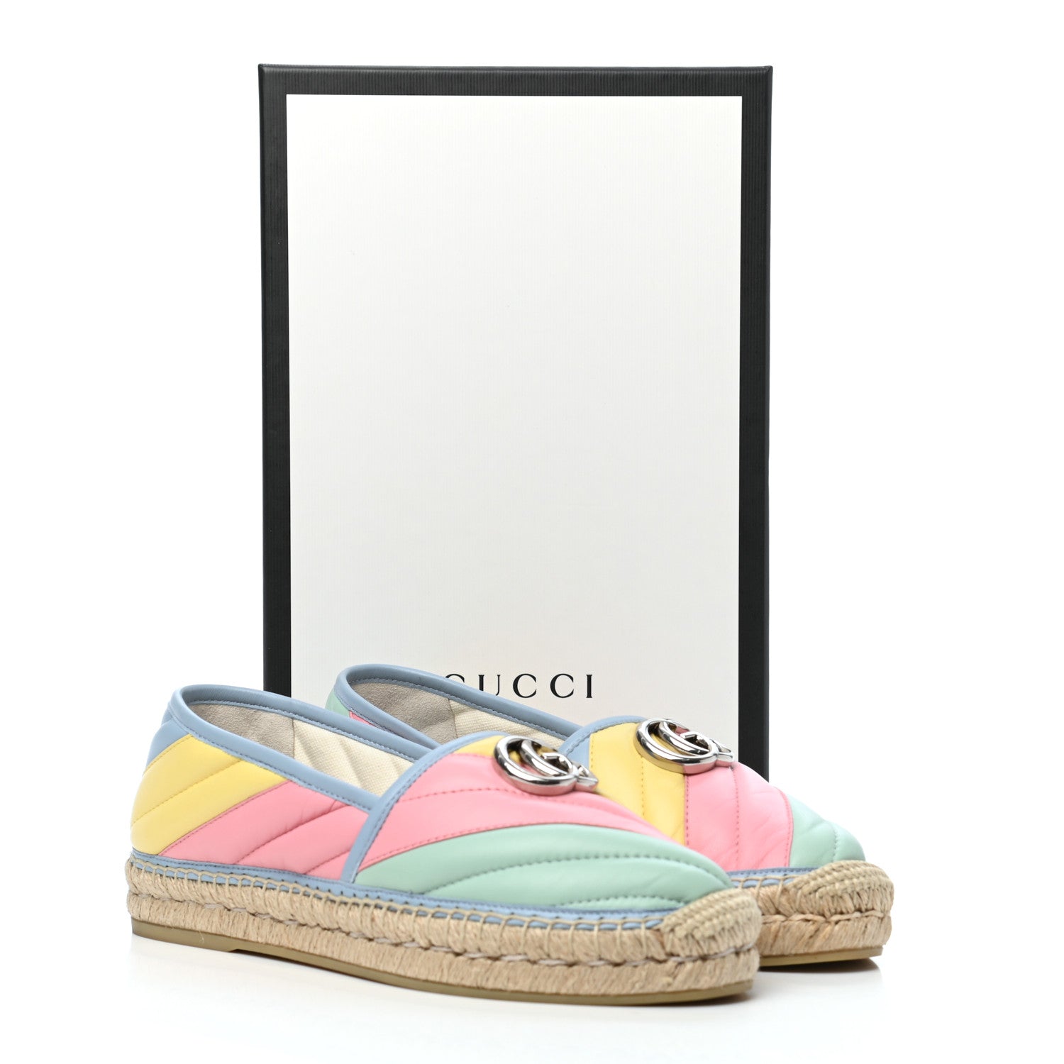 Gucci Nappa Matelasse Diagonal GG Marmont Espadrilles 38 Multicolor Pastel 8 of 8