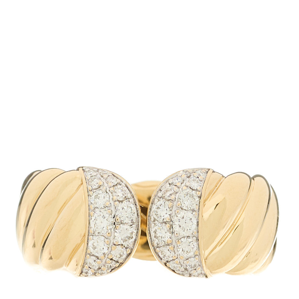 18K Yellow Gold Diamond Sculpted Open Cable Ring 60 9