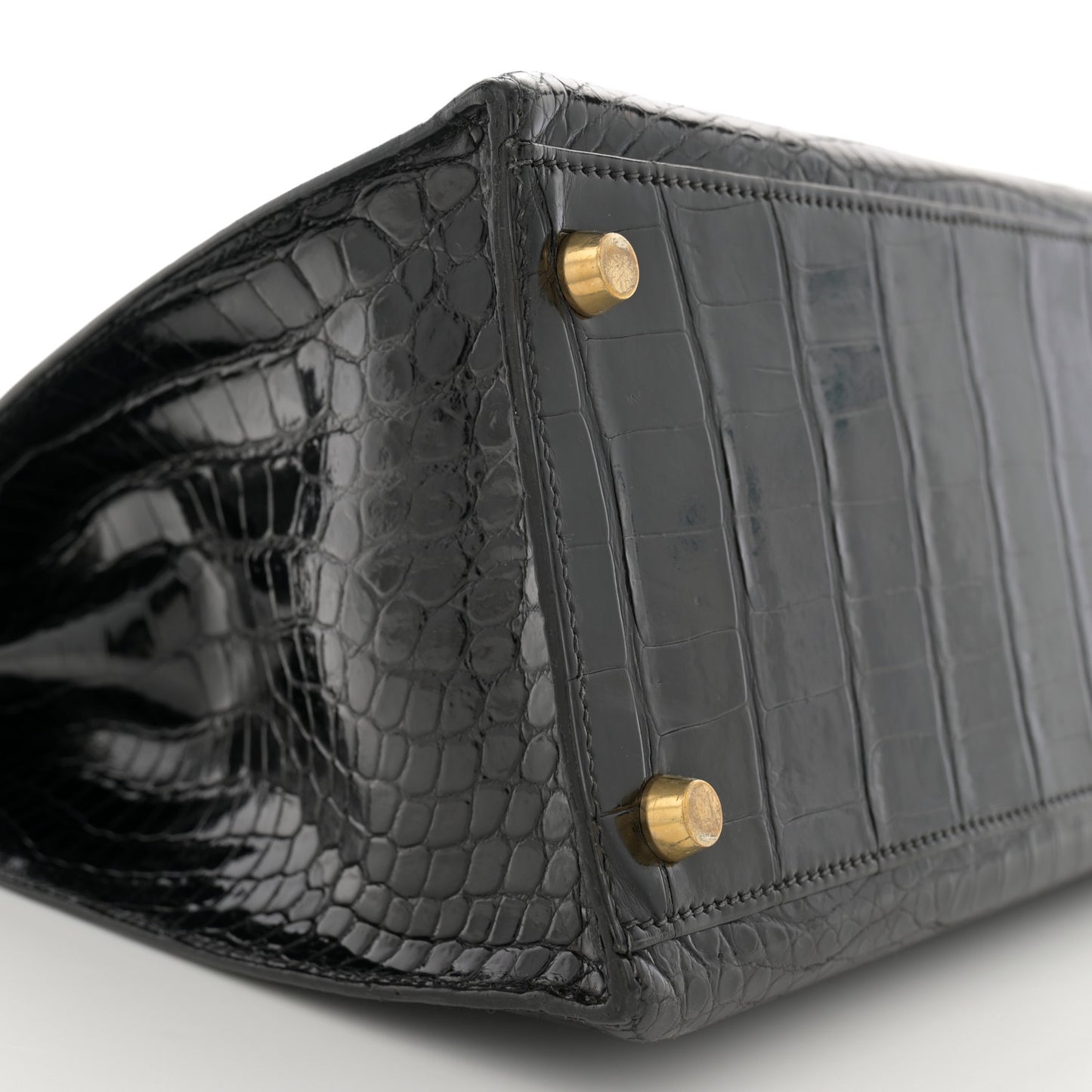 Shiny Porosus Crocodile Kelly Sellier 32 Black