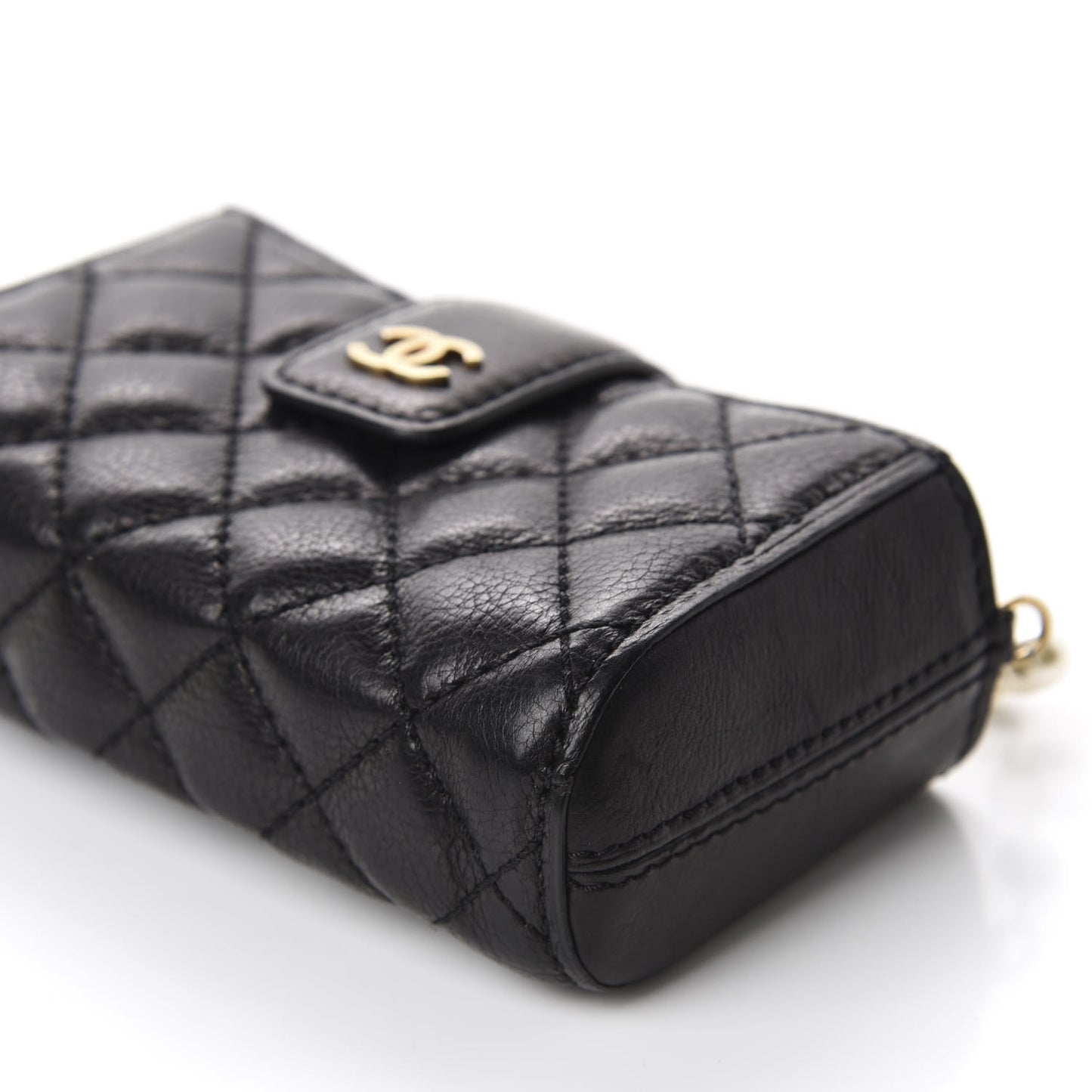 Calfskin Quilted Pearl Chain Love Symbols Mini Bag Black